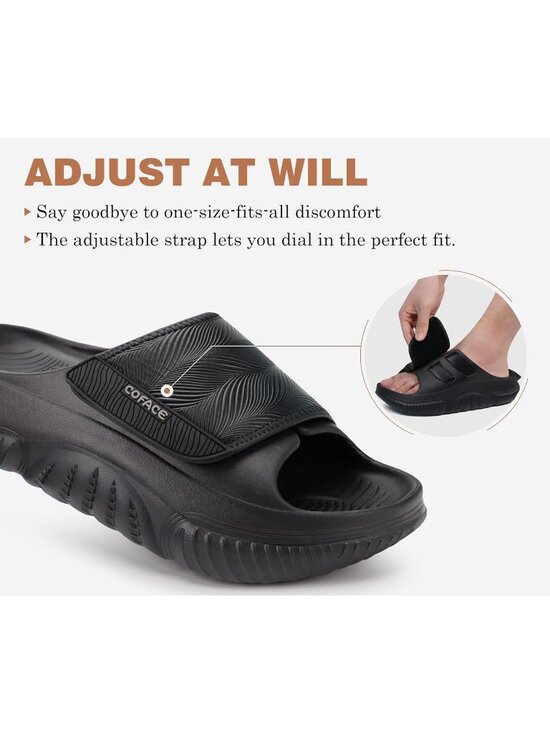 Men\'s All Black Recovery Sandals Orthopaedic Plantar Fascistic Walking Casual main image 6